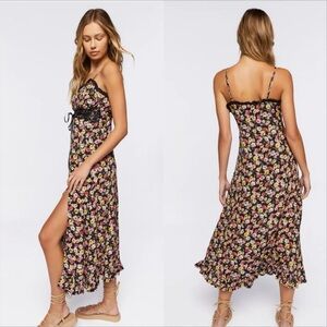 Floral midi cami dress size small multicolor  straps whimsy goth witchy y2K